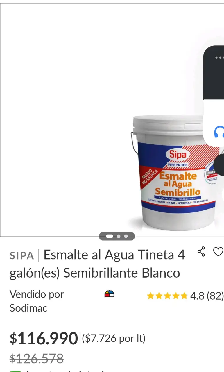 Esmalte al Agua Sipa Semibrillante Blanco 4 galones