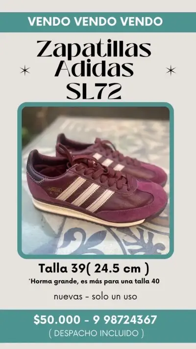 Zapatillas Adidas SL 72 burdeos - miniatura 4