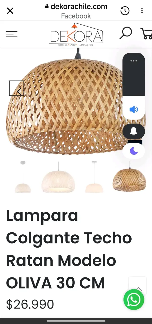 Lámpara colgante de techo ratán oliva 30 cm