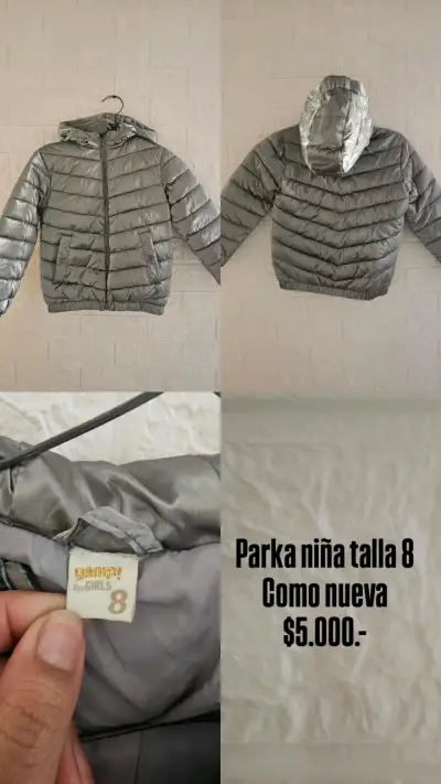 Parka gris para niña talla 8 - miniatura 1