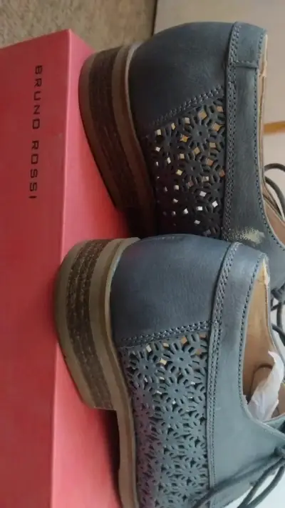 Zapatos de cuero calados gris oscuro - miniatura 3