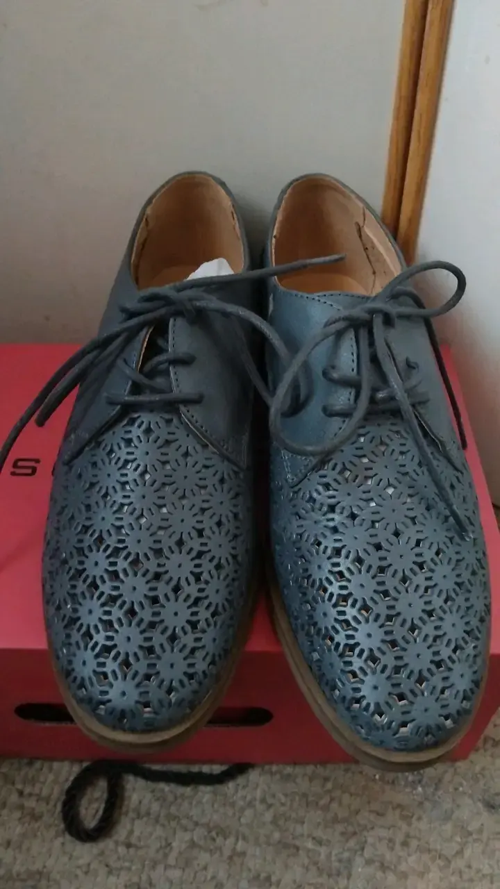 Zapatos de cuero calados gris oscuro - 4