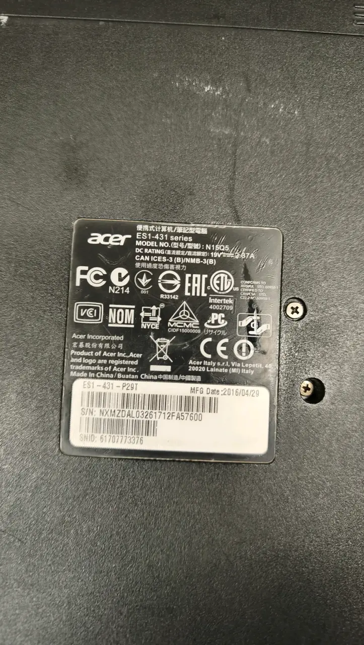 Notebook Acer Aspire & Macbook A1369 - 2