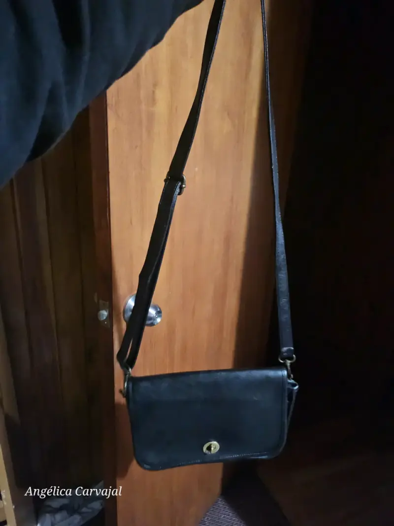 Cartera de cuero couch vintage negra elegante - 2