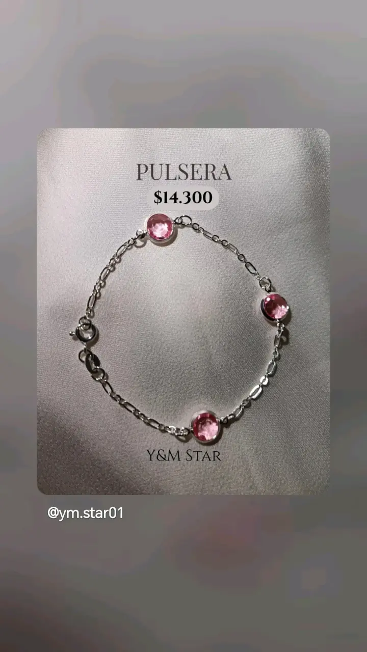 Pulsera de plata con gemas rosas Y&M Star
