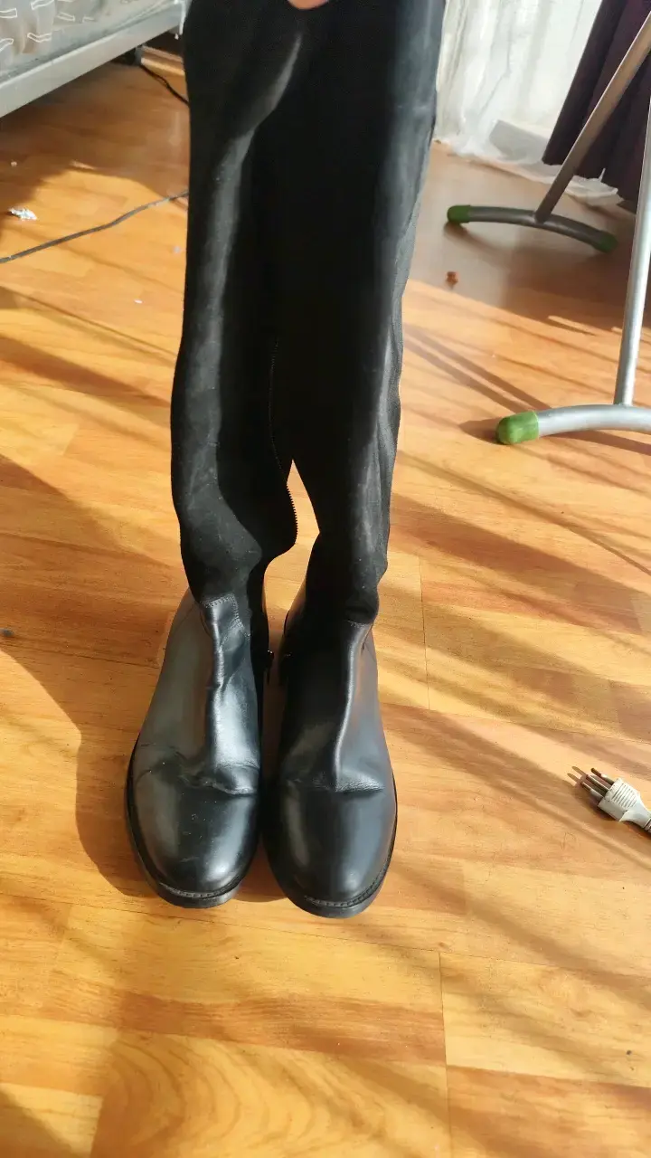 Botas largas de cuero negro para mujer - 1