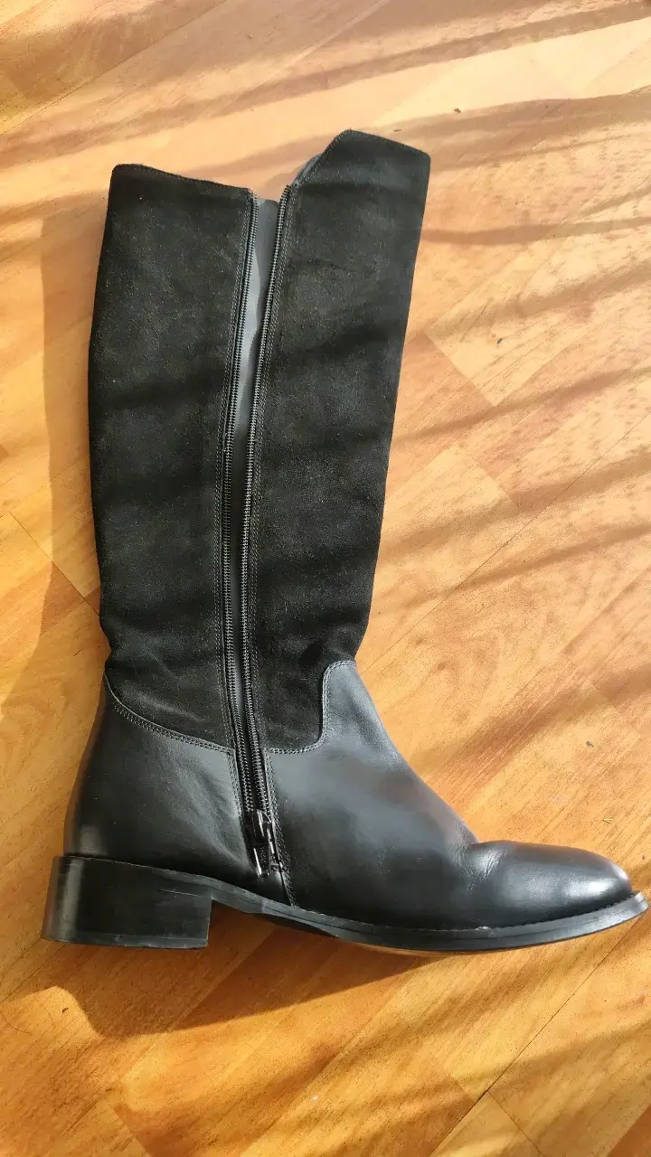 Botas largas de cuero negro para mujer - 3