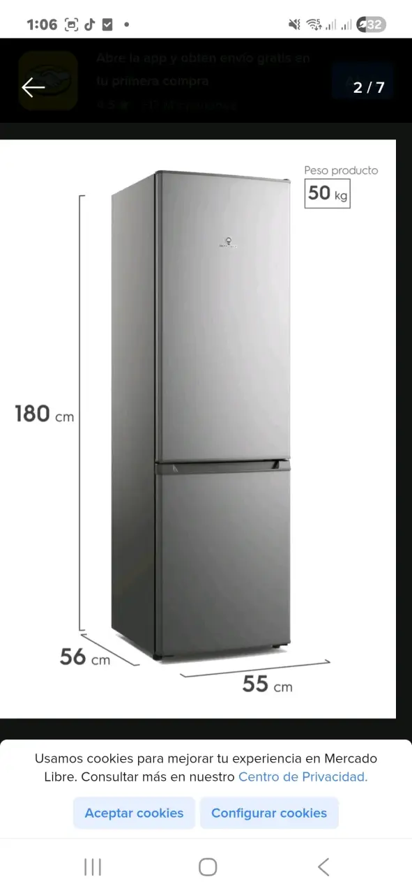 Refrigerador de dos puertas color gris - 5