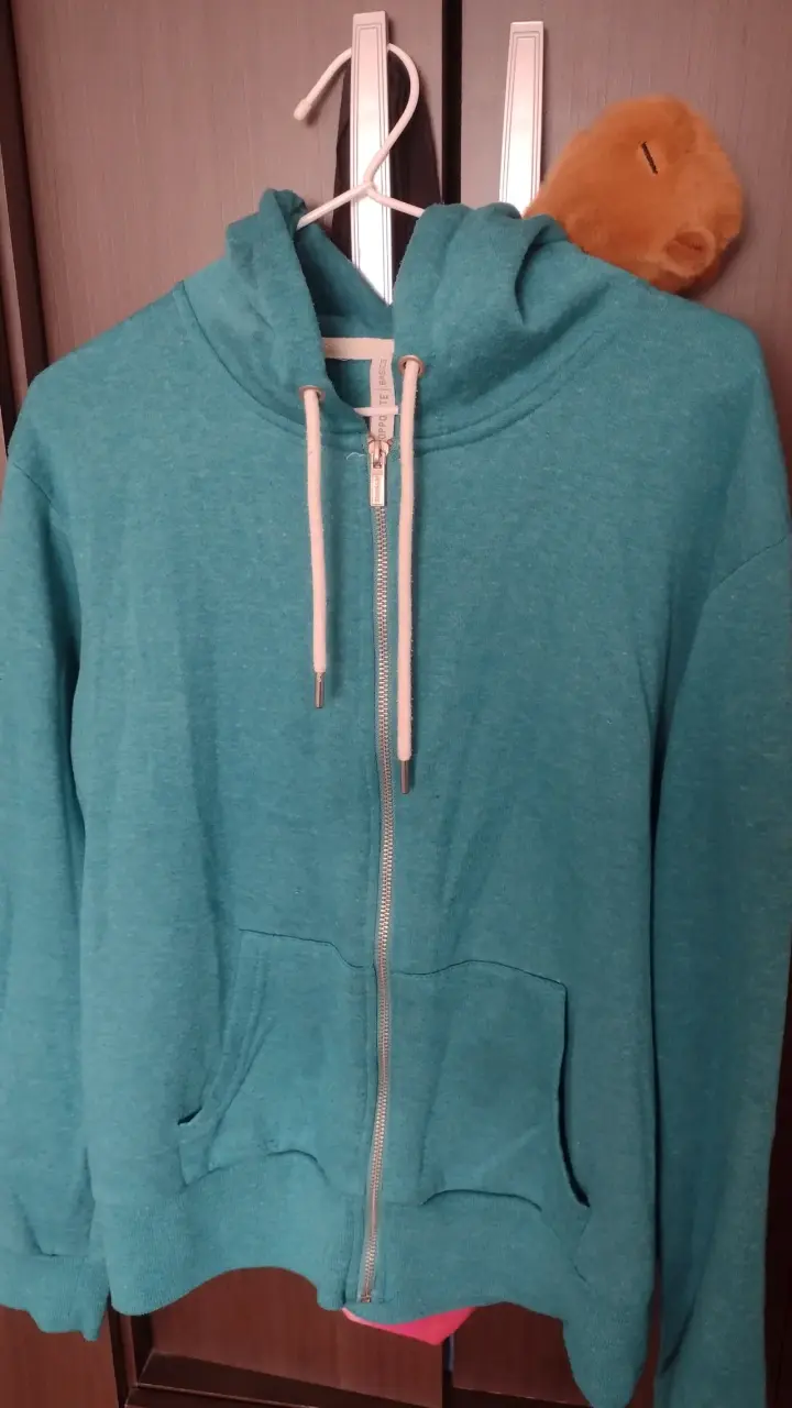 Polerón con capucha verde turquesa unisex