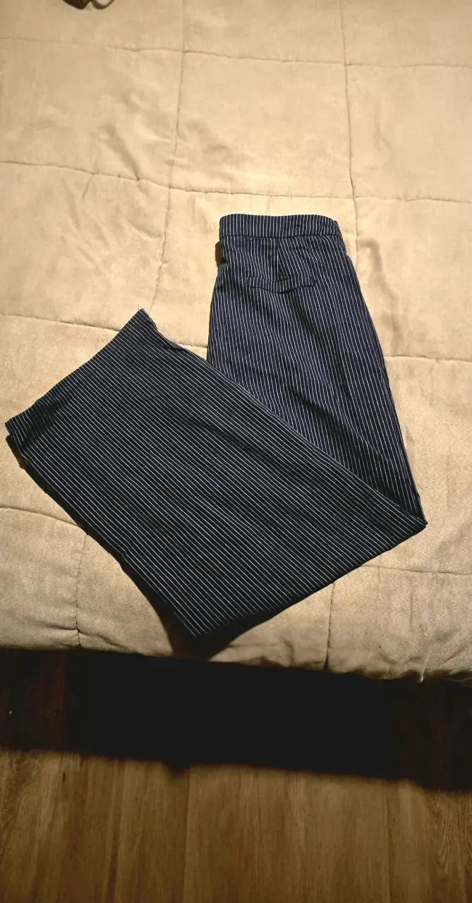 Pantalones de rayas azul marino para mujer - 1
