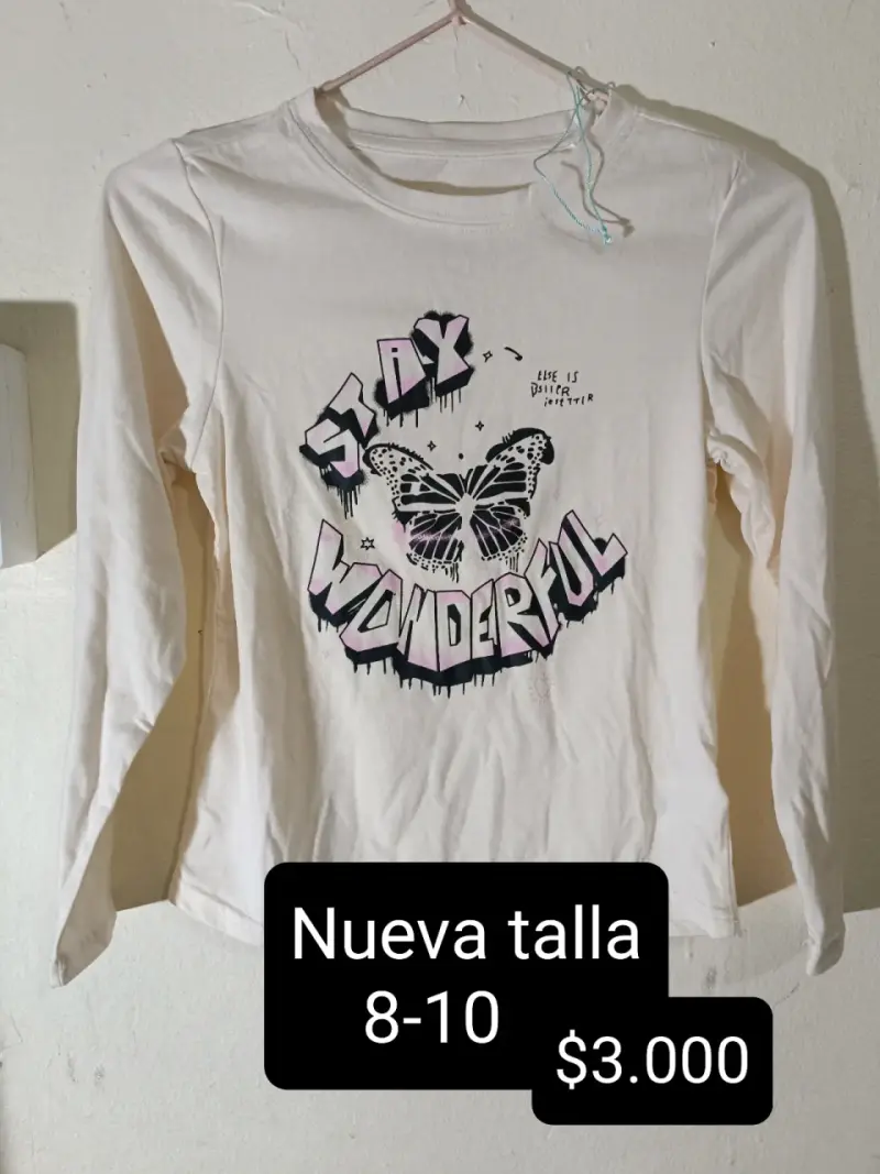 Polera manga larga 'Stay Wonderful' talla 8-10