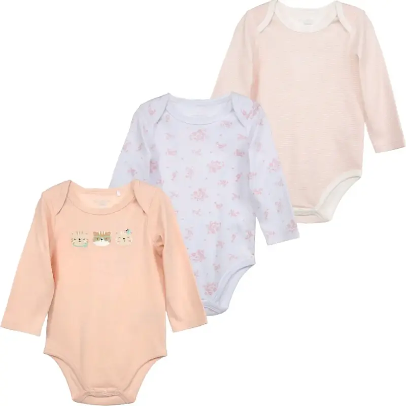 Set de 3 bodies para bebé con estampado floral - 3