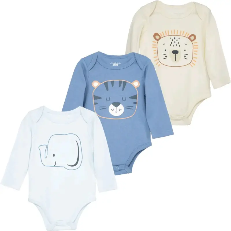 Set de 3 bodies para bebé con estampado floral - 5