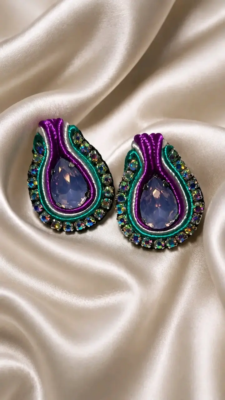 Aros de diseño artesanal con cristales - 2