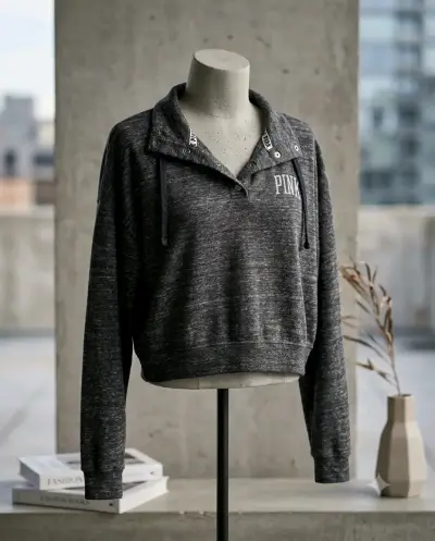 Polerón gris oscuro con cuello alto Pink - miniatura 1