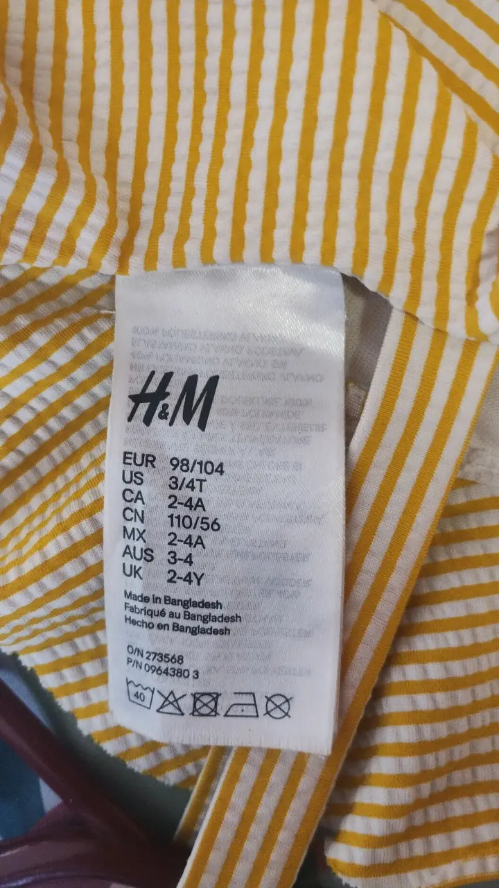 Traje de baño de rayas amarillo para niña - 4