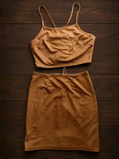 Conjunto top y falda  de gamuza suave - miniatura 1