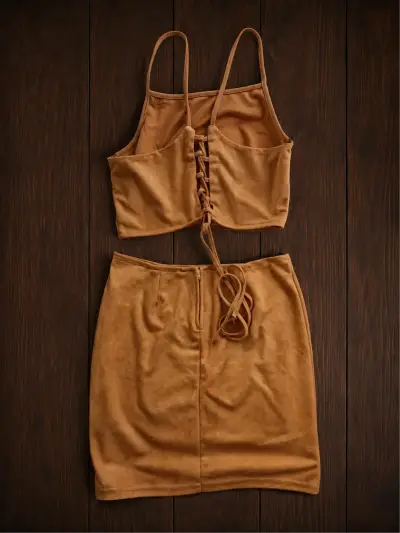 Conjunto top y falda  de gamuza suave - miniatura 2