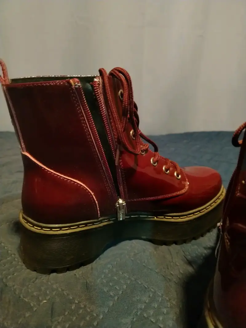 Botines de charol burdeos con plataforma - 3