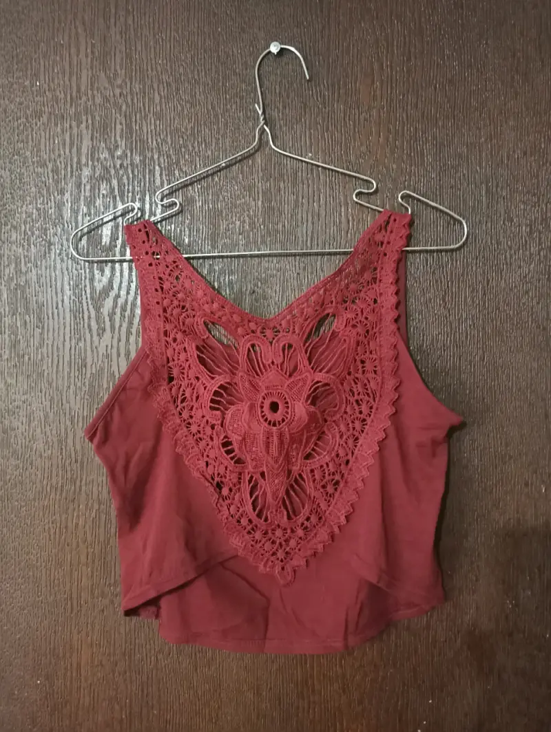 Top de encaje burdeos para mujer - 2