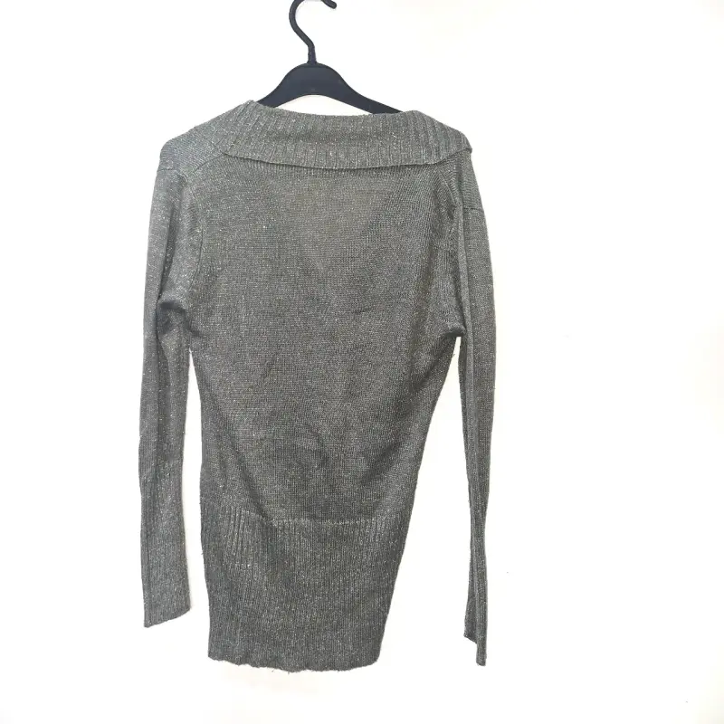 Suéter gris brillante de punto fino talla M/L - 3