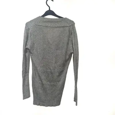 Suéter gris brillante de punto fino talla M/L - miniatura 3