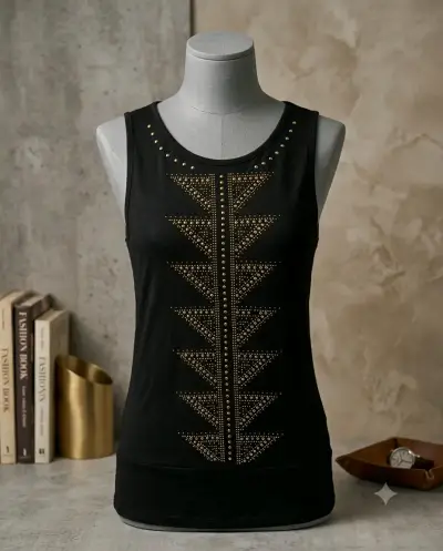 Polera negra con diseño de tachuelas talla M - miniatura 1