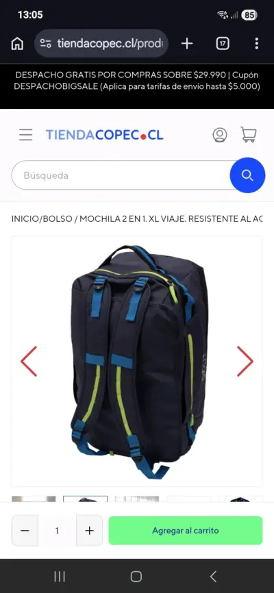 Mochila 2 en 1 XL para viaje resistente - miniatura 1