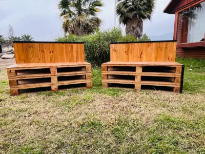 Bancos de madera reciclada para jardín - miniatura 1