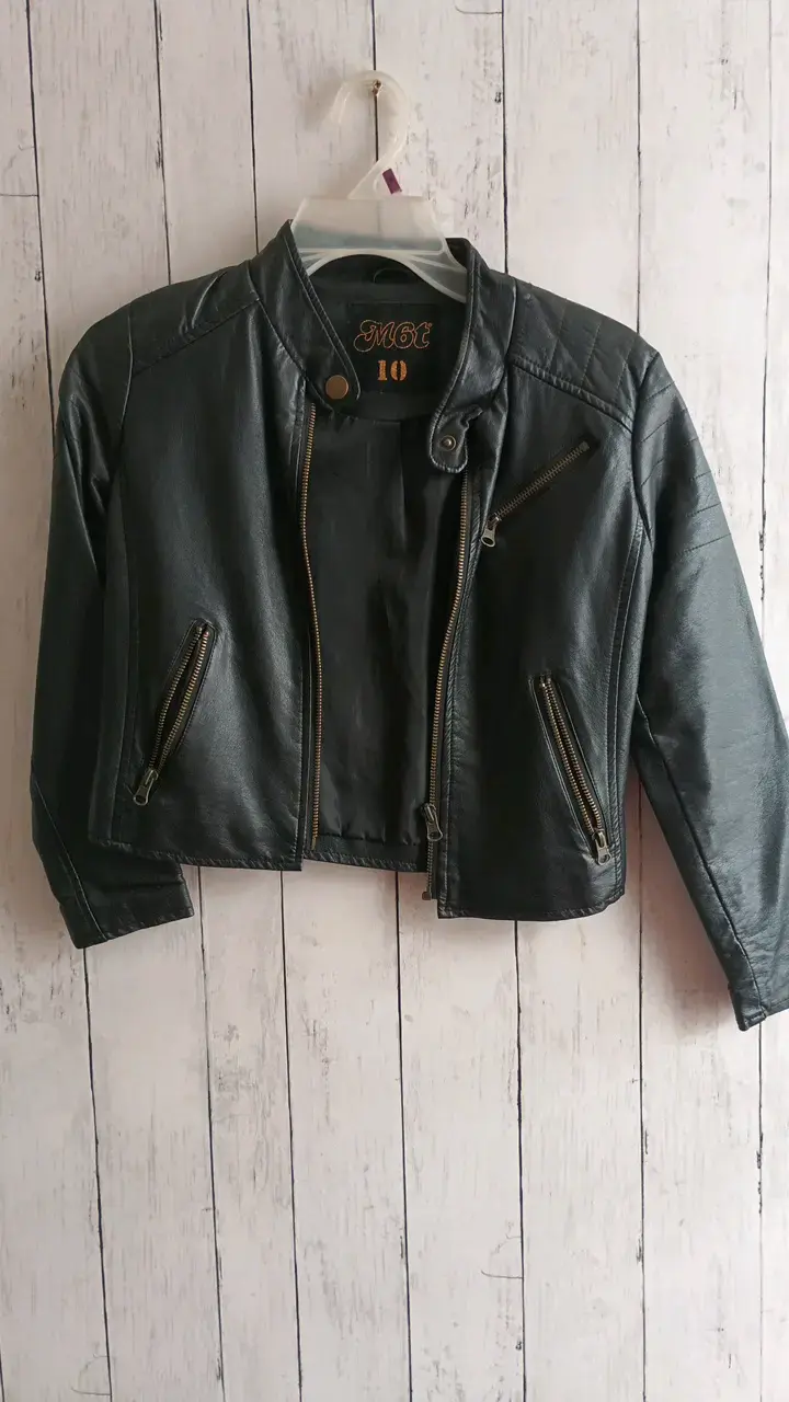 Chaqueta de cuero negra de niña - 1