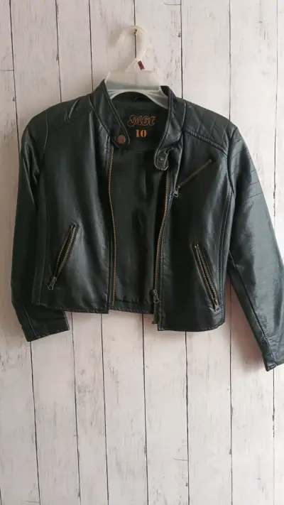 Chaqueta de cuero negra de niña - miniatura 1