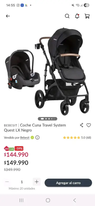 Coche de bebé Bebesit plegable y cómodo - miniatura 5