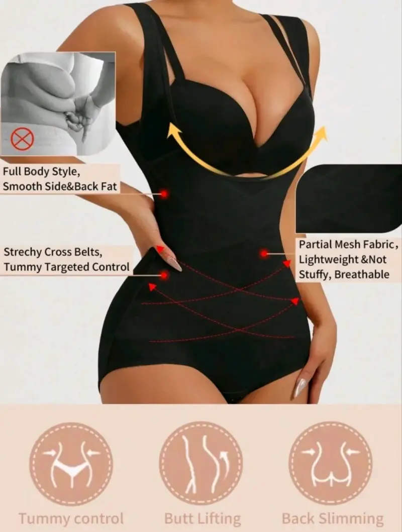Faja moldeadora de cuerpo completo negra - 1