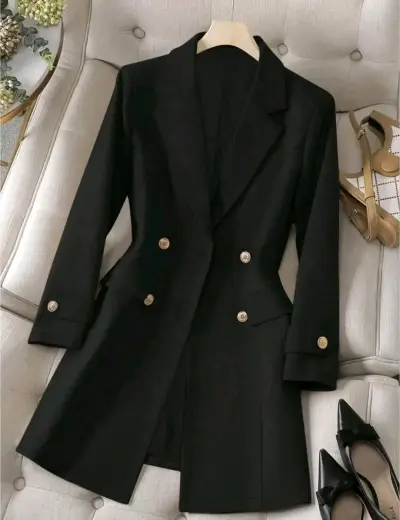 Blazer negro elegante con botones dorados - miniatura 1