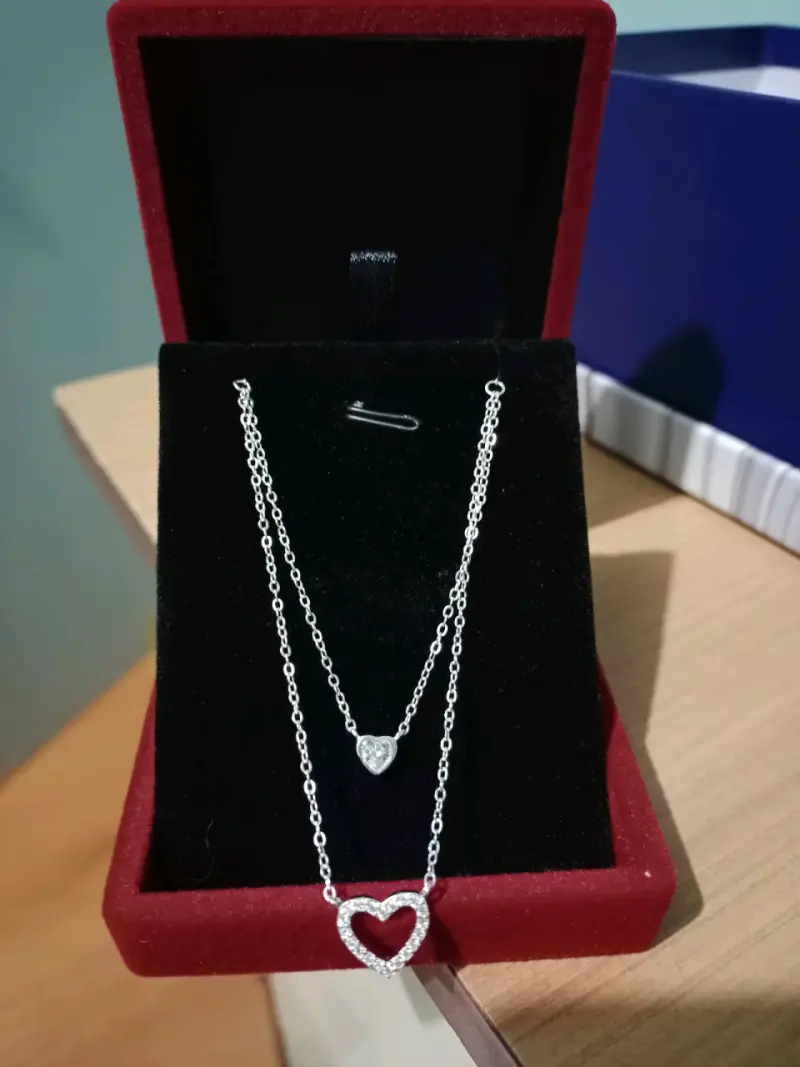 Collar de plata con dije de corazón - 2