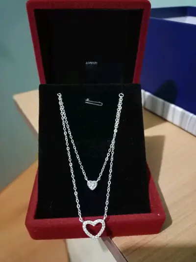 Collar de plata con dije de corazón - miniatura 2