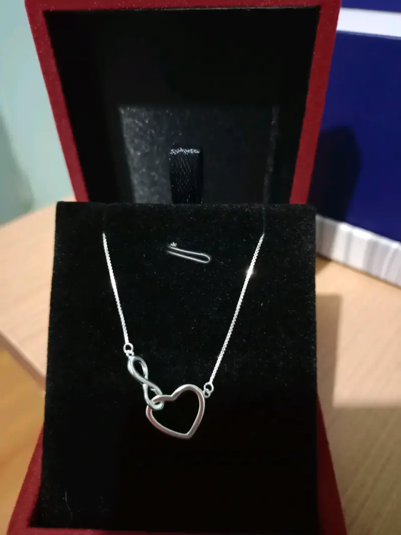Collar de plata con dije de corazón - 3