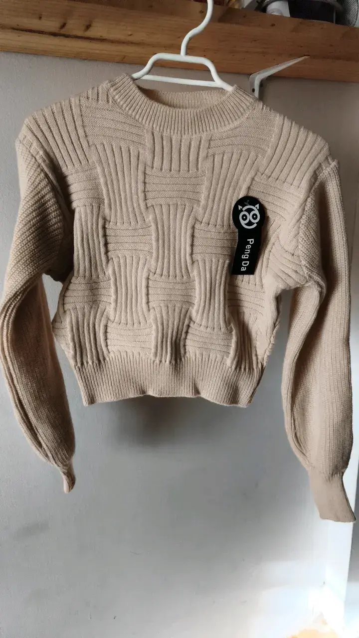 Suéter beige tejido PengDa para mujer