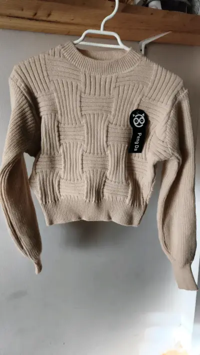 Suéter beige tejido PengDa para mujer - miniatura 1