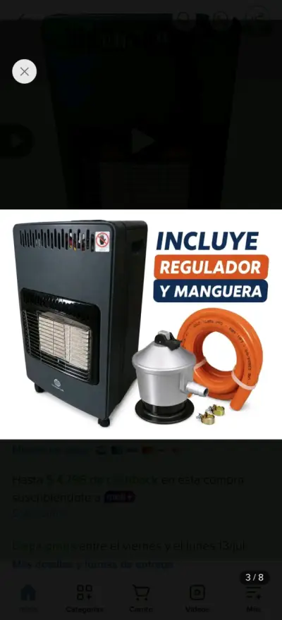 Estufa a gas plegable con regulador y manguera - miniatura 1
