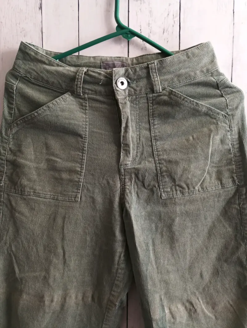 Pantalon cottele verde oliva para mujer - 2