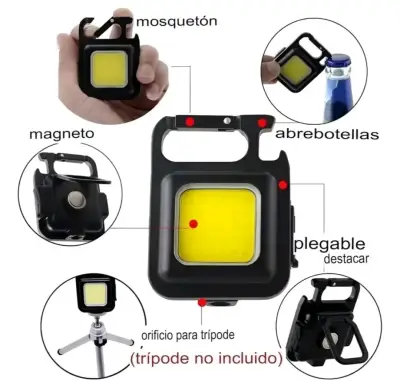 Luz LED portátil con mosquetón y abridor - miniatura 1