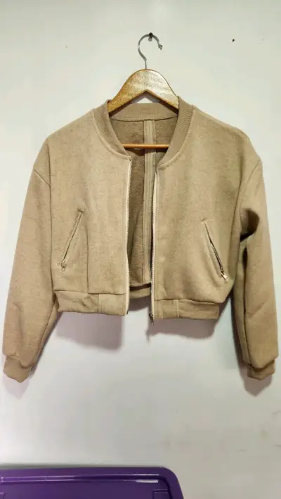 Chaqueta bomber beige con cierre - miniatura 1