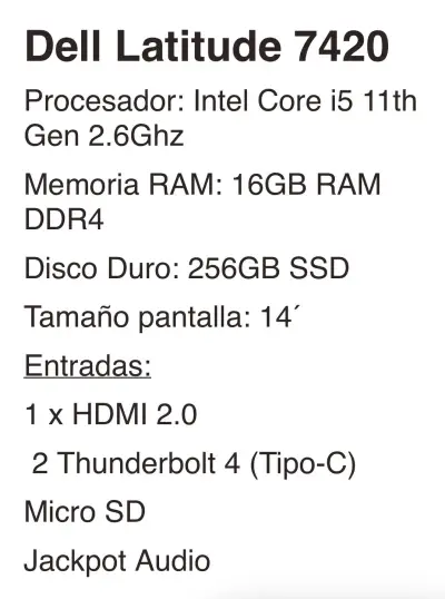 Laptop Dell Latitude 7420 i5 16GB 256GB SSD - miniatura 1