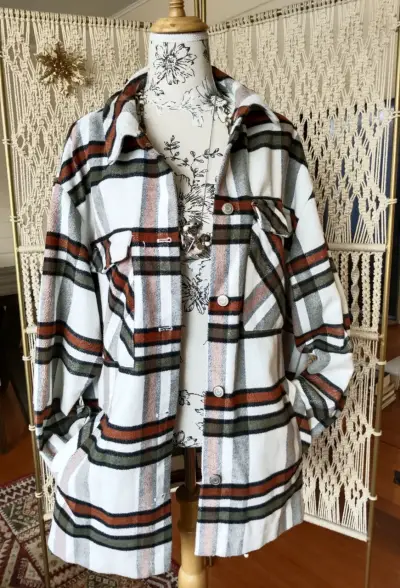 Chaqueta tipo camisa de franela  para mujer - miniatura 1