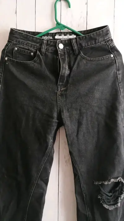 Jeans negros desgastados Sybilla para mujer - miniatura 2