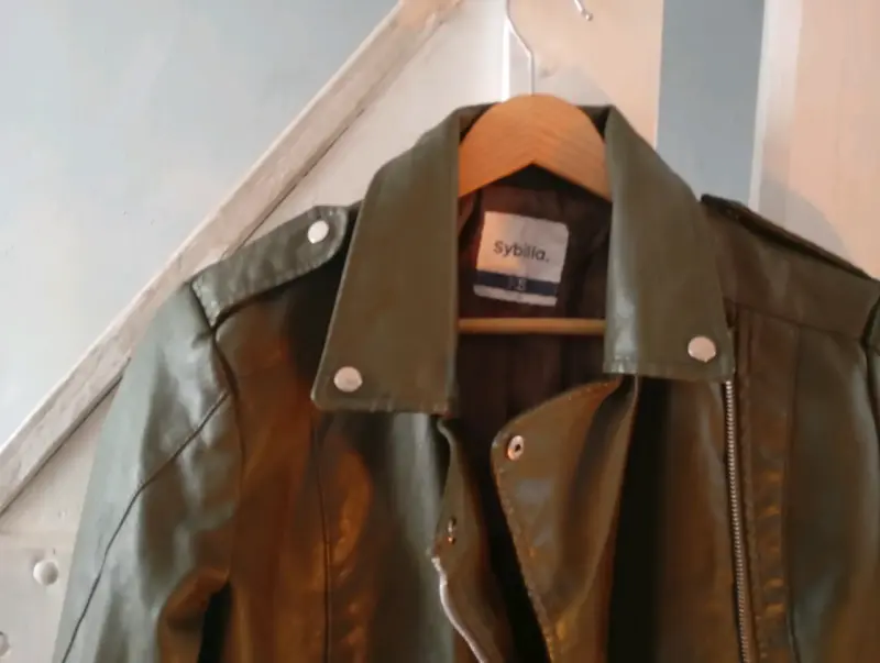 Chaqueta de cuero verde oliva Sybilla - 3