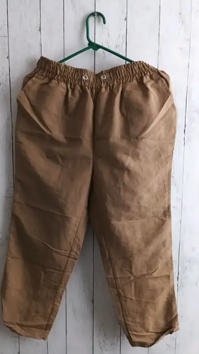 Pantalones casuales de lino marrón - miniatura 1