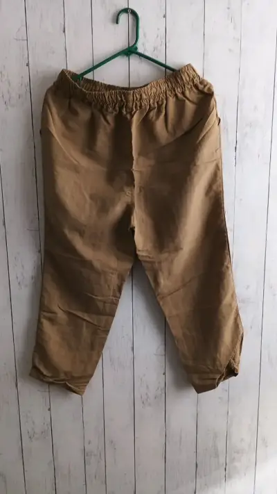 Pantalones casuales de lino marrón - miniatura 2