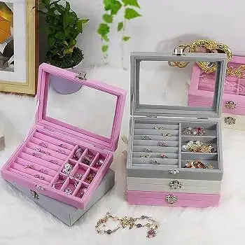 Joyero organizador de joyas con espejo - miniatura 1